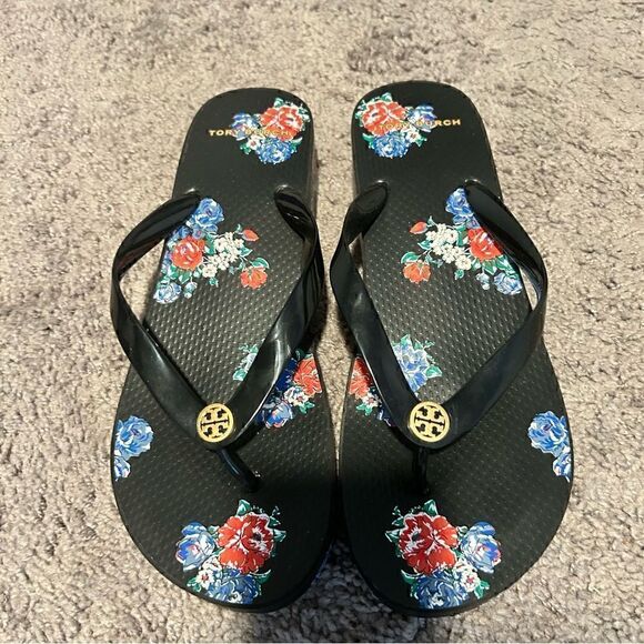 Tory Burch Tea Rose Wedge Sandals - Picture 2 of 3